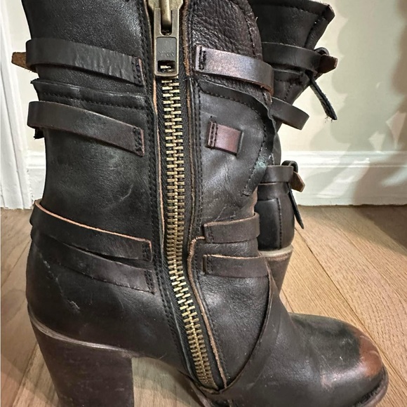 Freebird Baker leather boots black size 8 shoes booties block heel - Picture 4 of 6